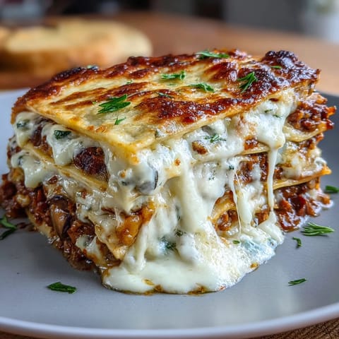 Sliced One-Pan Smoky Veggie Lentil Lasagne on a plate with a side salad for dinner.