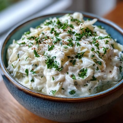Tender Creamed Cabbage in a white serving bowl, creamy sauce clinging to each piece, paired with roast chicken for a hearty meal.