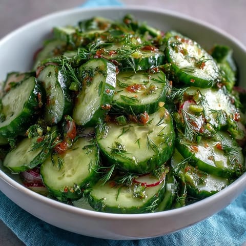 Light and refreshing cucumber radish salad, tossed in a tangy dill vinaigrette for a perfect spring side.  