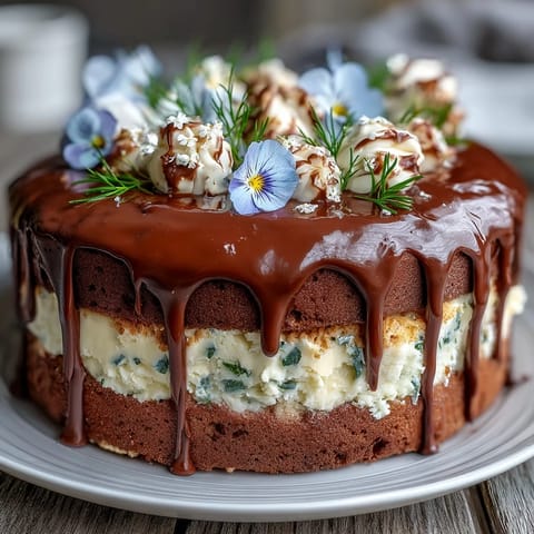 Elegant Spring Floral Drip Cake with Lemon Frosting, featuring soft vanilla sponge and a glossy white chocolate drip.
