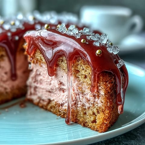 Elegant Bridal Shower Rosé Velvet Cake with shimmering gold drip.