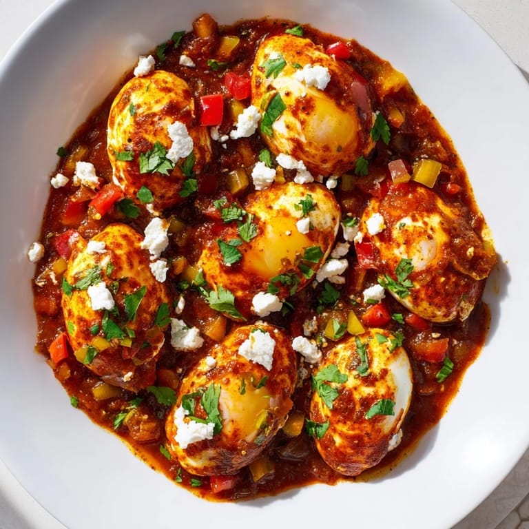 Beautiful image of a bubbling skillet of Shakshuka, perfect for a flavorful brunch at home.