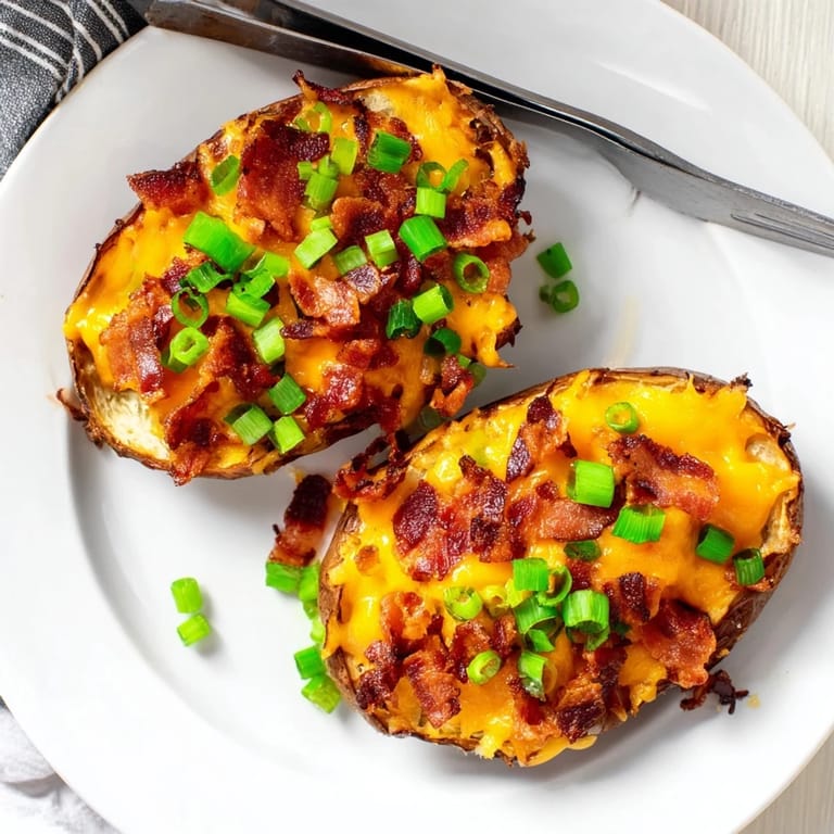 Melted cheddar coats crispy Potato Skins alongside crumbled bacon, a perfect game-day appetizer.