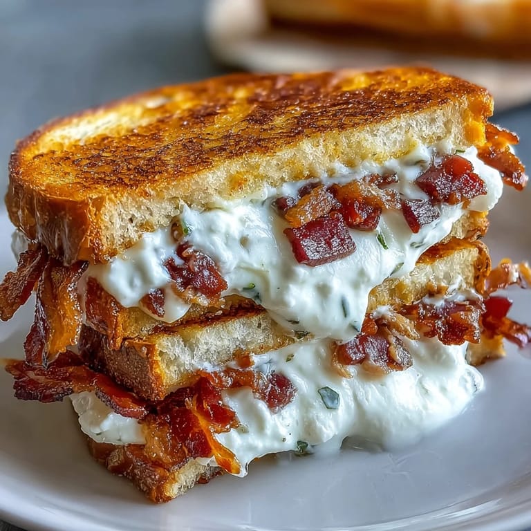 Savor this cheesy crispy prosciutto and burrata grilled cheese, ready to devour hot.