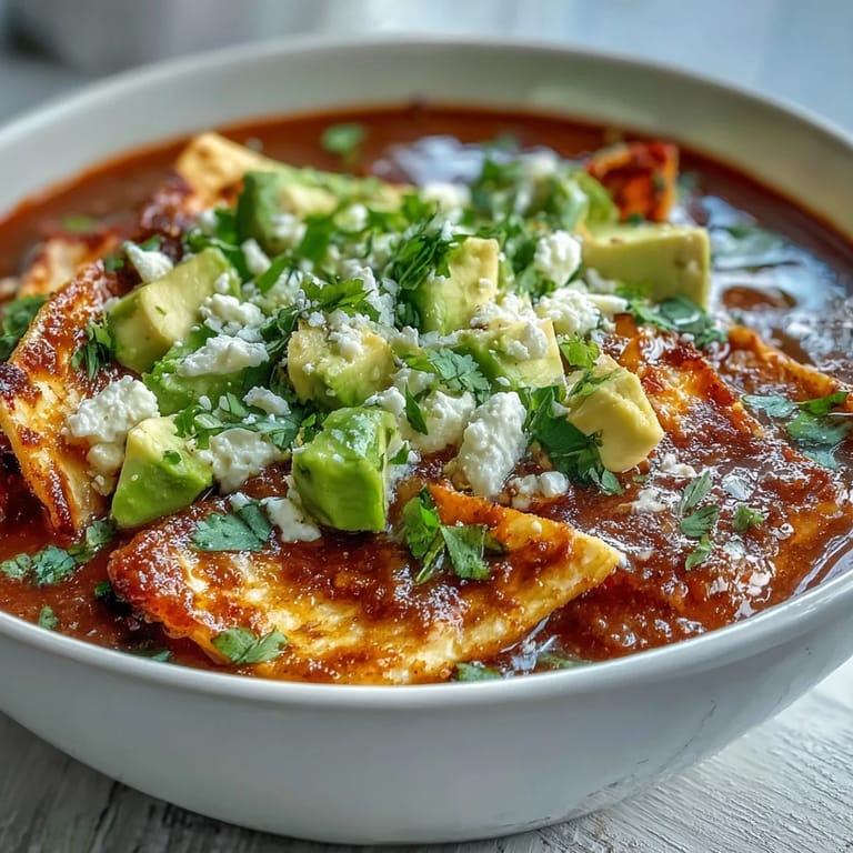 Close-up of Sopa Azteca featuring golden tortilla strips, creamy panela cheese, and ripe avocado.