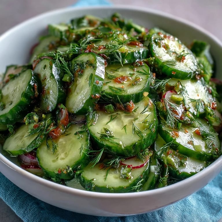 Light and refreshing cucumber radish salad, tossed in a tangy dill vinaigrette for a perfect spring side.  