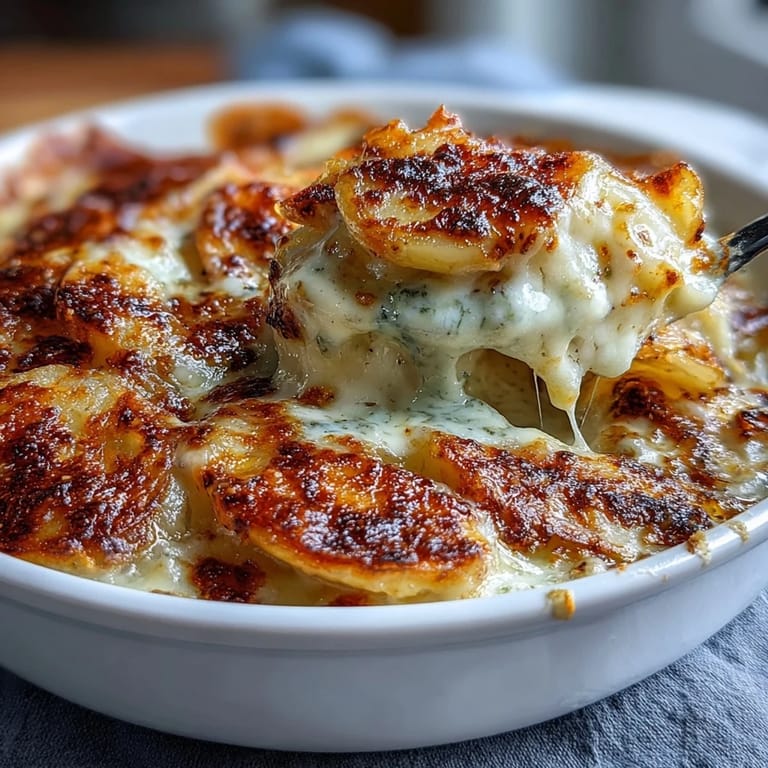 3. Easy Cheesy Scalloped Potatoes topped with melted cheddar and mozzarella, served hot from the oven with a savory, golden-brown finish.