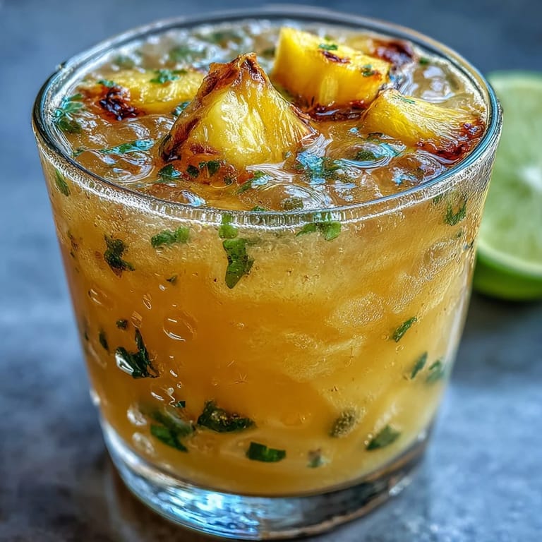 Chilled Pineapple Jalapeño Agua Fresca, garnished with lime, perfect for a hot summer day.