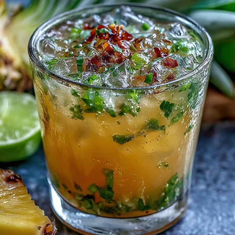 Bright Pineapple Jalapeño Agua Fresca blending sweet tropics with a subtle spicy kick served over ice.