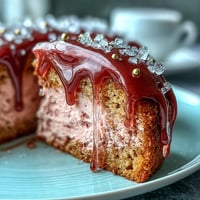 Elegant Bridal Shower Rosé Velvet Cake with shimmering gold drip.